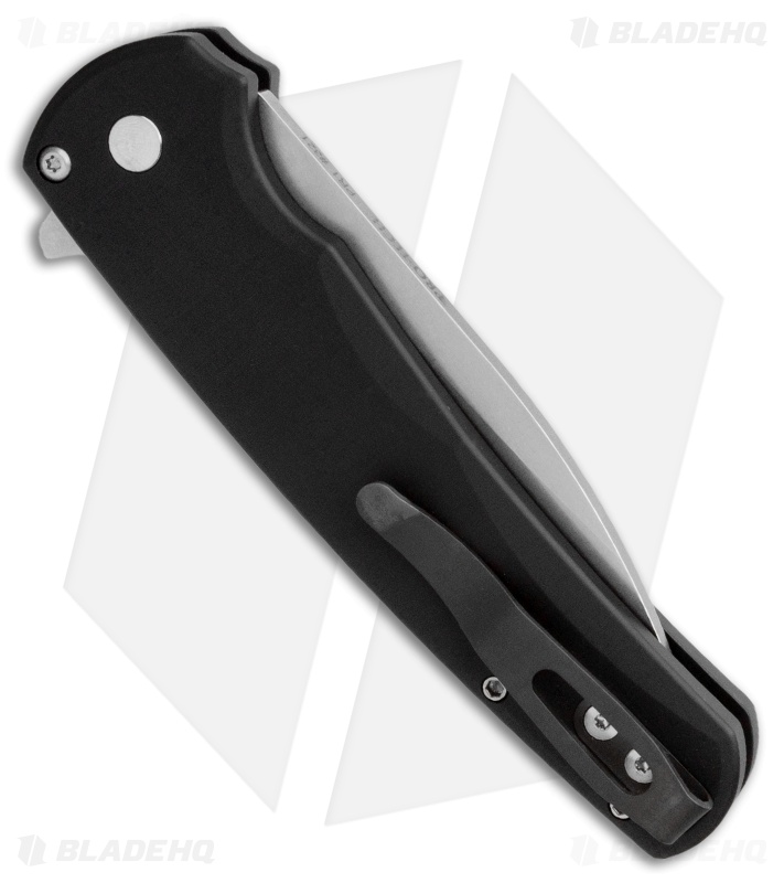 Pro-Tech Malibu Wharncliffe Plunge Lock Flipper Knife Black (3.3" Stonewash)