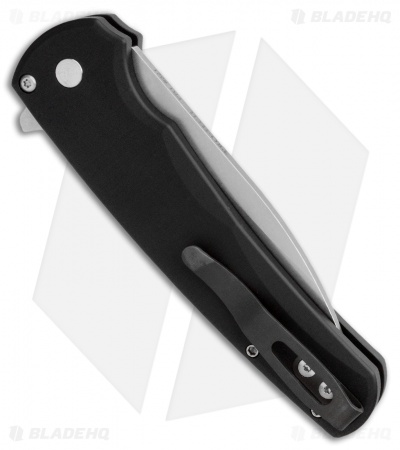 Pro-Tech Malibu Wharncliffe Plunge Lock Flipper Knife Black (3.3" Stonewash)