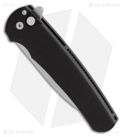 Pro-Tech Malibu Wharncliffe Plunge Lock Flipper Knife Black (3.3" Stonewash)