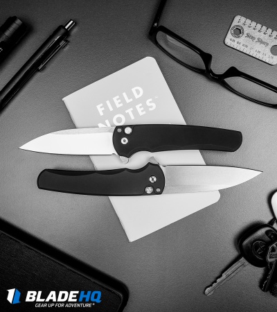 Pro-Tech Malibu Wharncliffe Plunge Lock Flipper Knife Black (3.3" Satin)