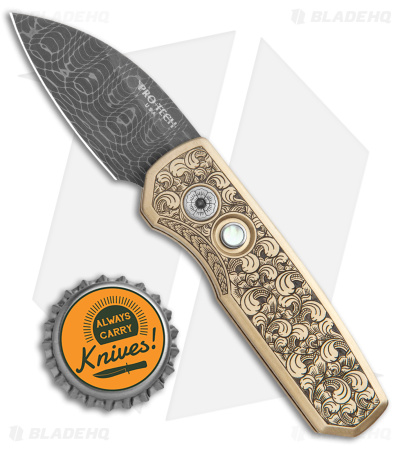 Pro-Tech Runt 5 Ultimate Custom Wharncliffe Automatic Knife (1.9" Damascus)