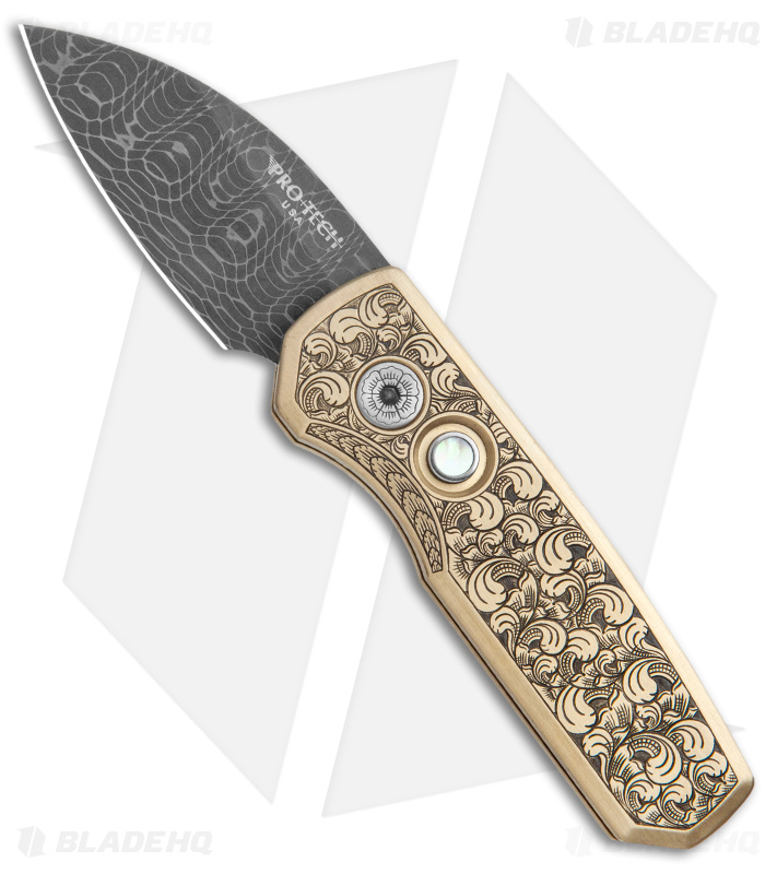 Pro-Tech Runt 5 Ultimate Custom Wharncliffe Automatic Knife (1.9" Damascus)