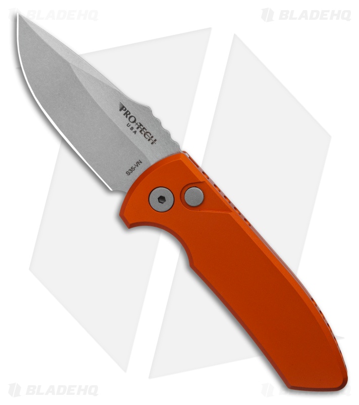 Pro-Tech Les George SBR Automatic Knife Orange Aluminum (2.6" Stonewash)