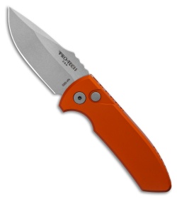 Pro-Tech Les George SBR Automatic Knife Orange Aluminum (2.6" Stonewash)