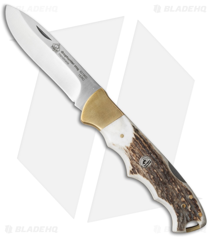 Puma IP Knives Drophunter Lockback Knife Stag Horn (3.5" Satin)