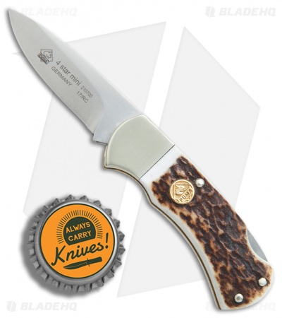 Puma 4-Star Mini Lockback Folding Knife Stag (2.1" Satin) 210700