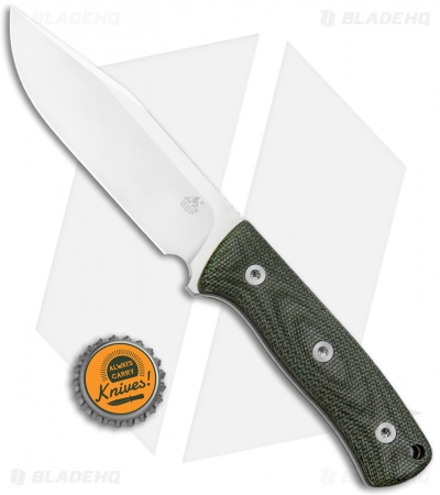 QSP Bison Fixed Blade Knife Green Linen Micarta (4.5" Satin) QS134-C