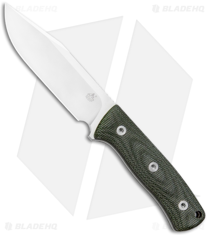 QSP Bison Fixed Blade Knife Green Linen Micarta (4.5" Satin) QS134-C
