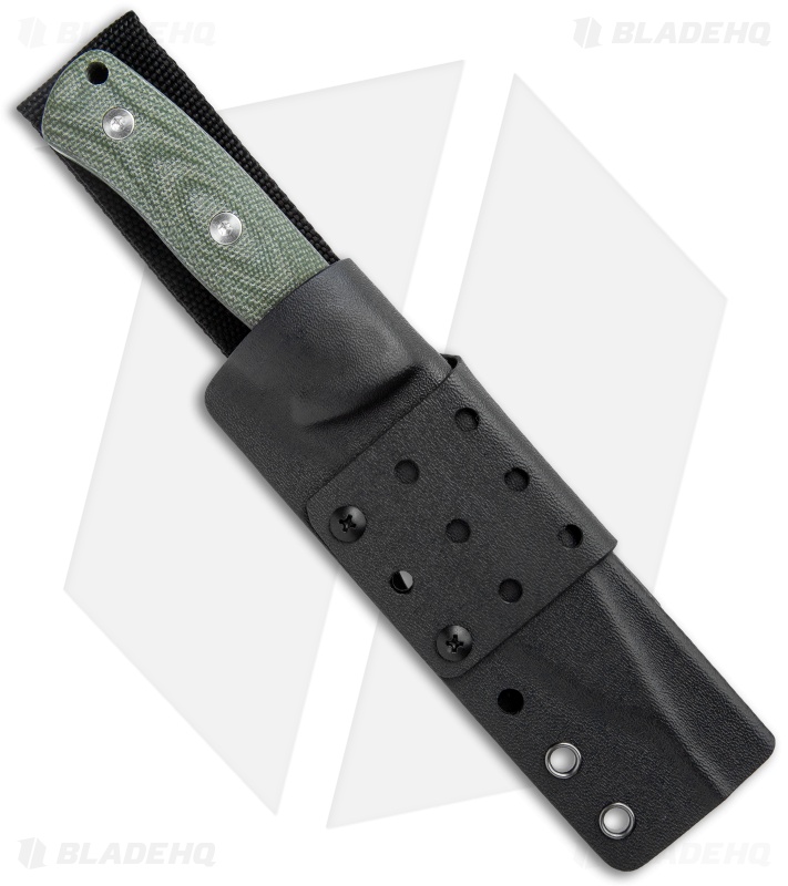 QSP Bison Fixed Blade Knife Green Linen Micarta (4.5" Satin) QS134-C