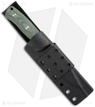 QSP Bison Fixed Blade Knife Green Linen Micarta (4.5" Satin) QS134-C