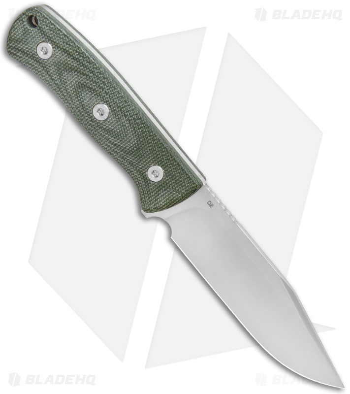 QSP Bison Fixed Blade Knife Green Linen Micarta (4.5" Satin) QS134-C