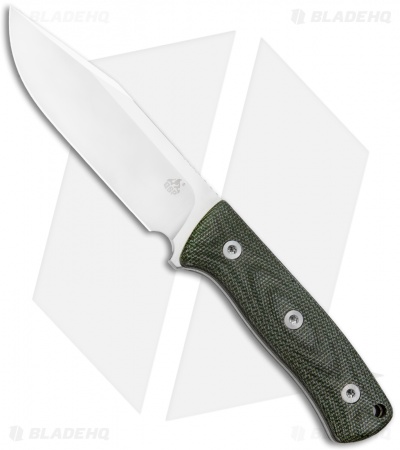 QSP Bison Fixed Blade Knife Green Linen Micarta (4.5" Satin) QS134-C