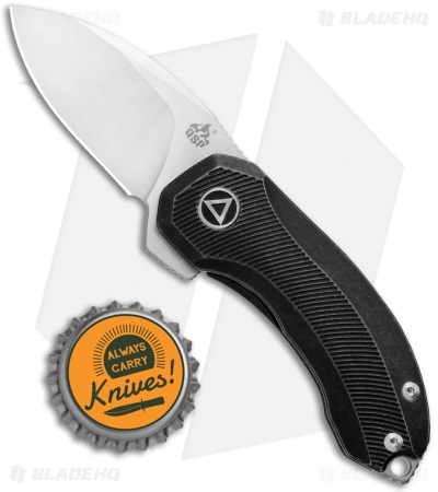 QSP Knife Hamster Frame Lock Knife Black Stonewash Titanium (2" Satin)