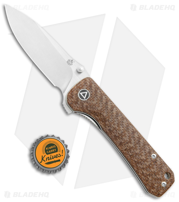 QSP Hawk Liner Lock Knife Brown Micarta (3.3" Satin) QS131-G