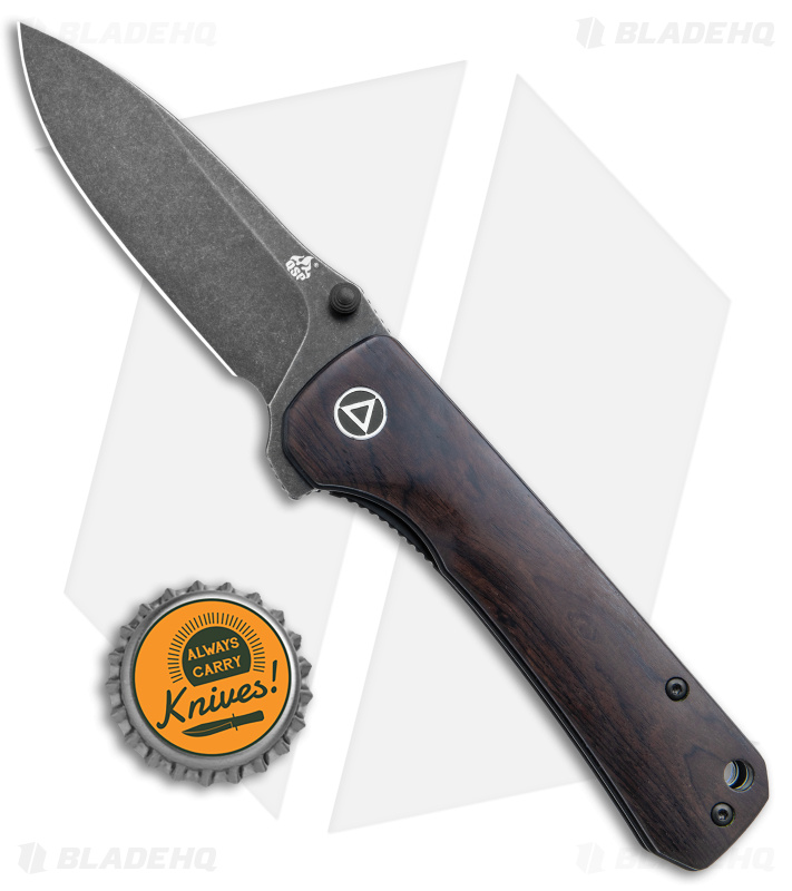 QSP Hawk Liner Lock Knife Ebony Wood (3.3"  Black) QS131-P2