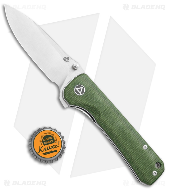 QSP Hawk Liner Lock Knife Green Micarta (3.3" Satin) QS131-H