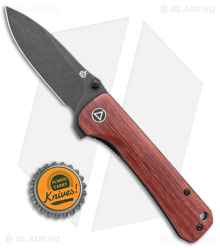 QSP Hawk Liner Lock Knife Mkuruti Wood (3.3"  Black) QS131-02