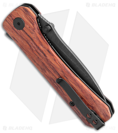 QSP Hawk Liner Lock Knife Mkuruti Wood (3.3"  Black) QS131-02