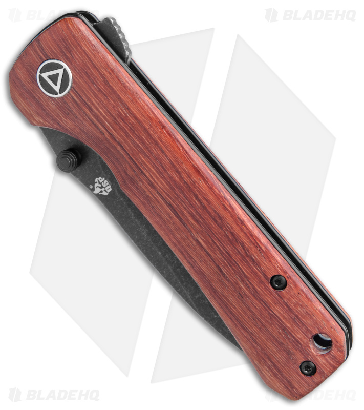 QSP Hawk Liner Lock Knife Mkuruti Wood (3.3"  Black) QS131-02