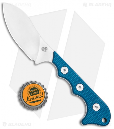 QSP Neckmuk Fixed Blade Neck Knife Blue Linen Micarta (2.9" Satin) QS125-D
