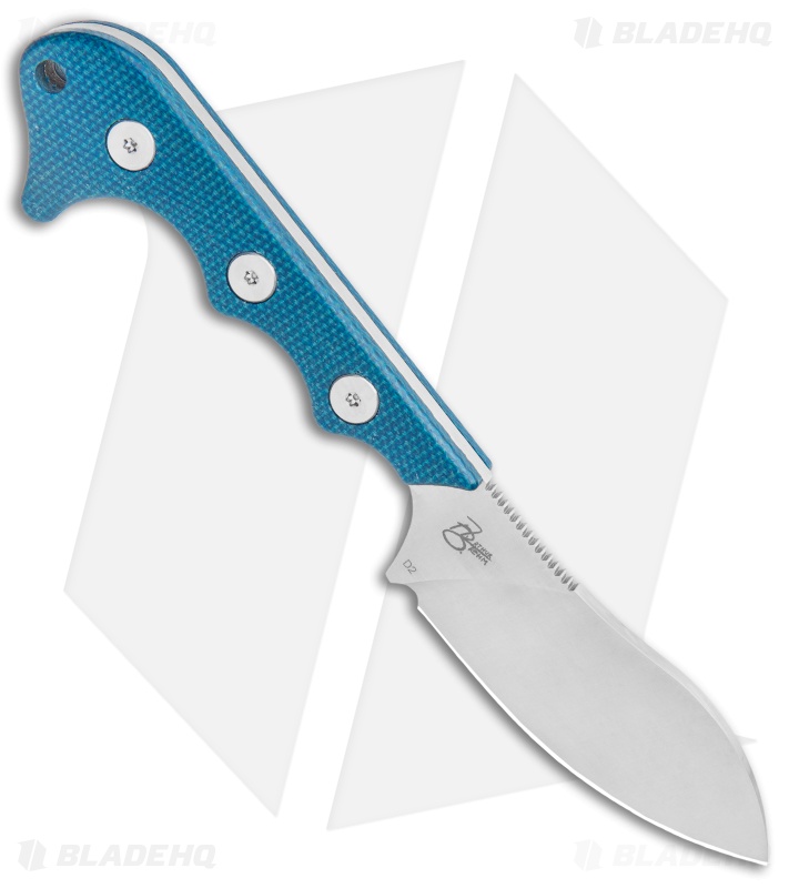 QSP Neckmuk Fixed Blade Neck Knife Blue Linen Micarta (2.9" Satin) QS125-D