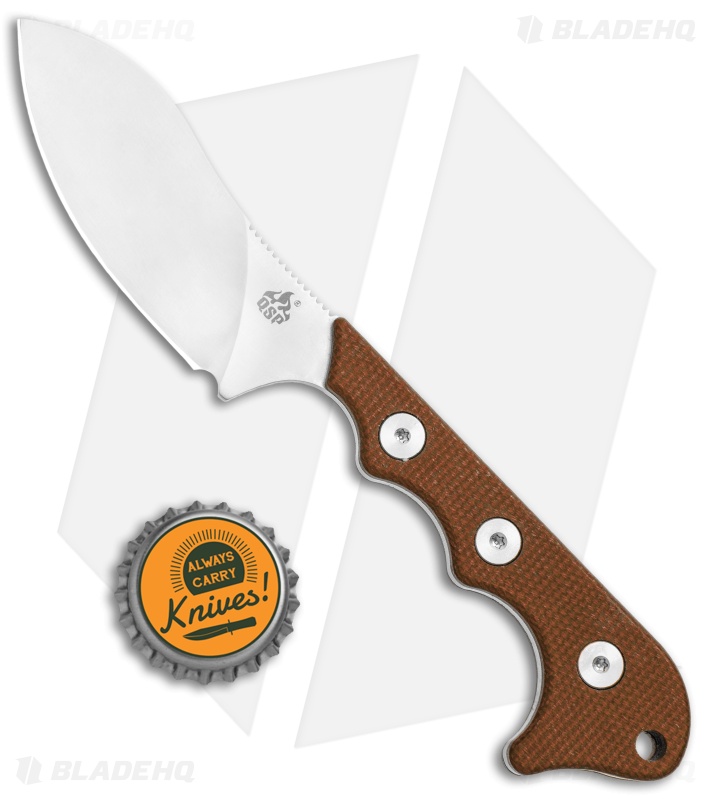 QSP Neckmuk Fixed Blade Neck Knife Brown Linen Micarta (2.9" Satin) QS125-E