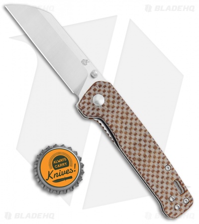 QSP Penguin Liner Lock Knife Brown Linen Micarta (3.1" Satin D2) 