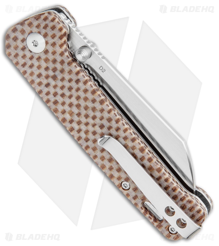 QSP Penguin Liner Lock Knife Brown Linen Micarta (3.1" Satin D2) 