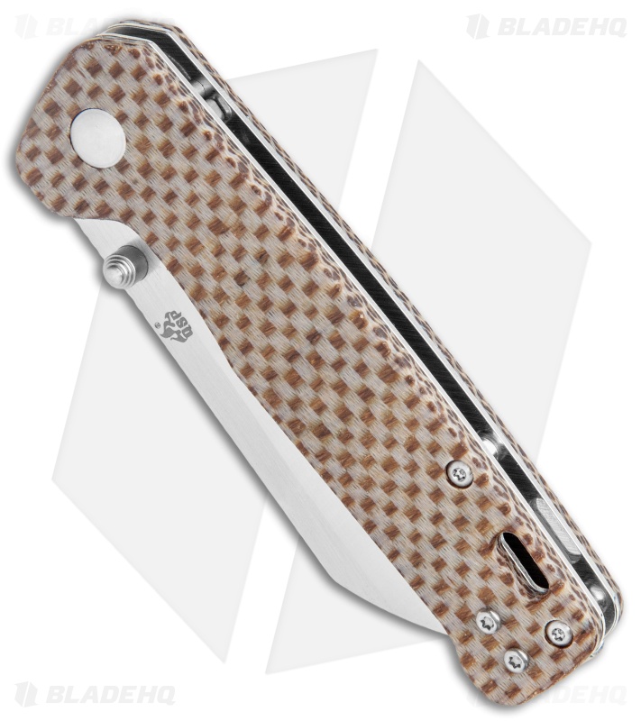 QSP Penguin Liner Lock Knife Brown Linen Micarta (3.1" Satin D2) 
