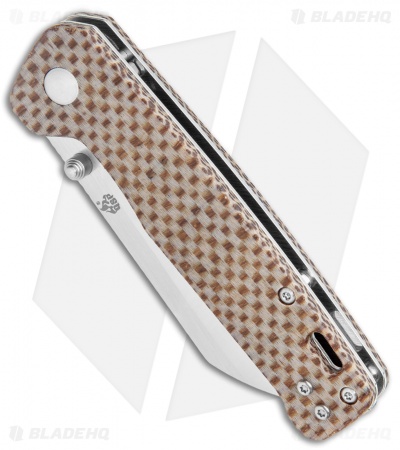 QSP Penguin Liner Lock Knife Brown Linen Micarta (3.1" Satin D2) 