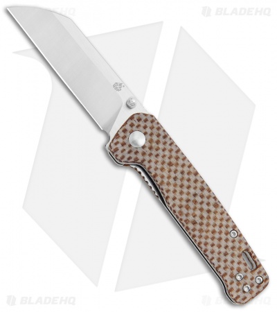QSP Penguin Liner Lock Knife Brown Linen Micarta (3.1" Satin D2) 