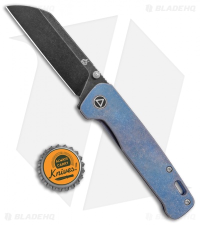 QSP Penguin Frame Lock Knife Blue Titanium (3.1" Black Stonewash)