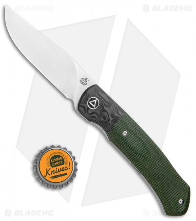 QSP Gannet Liner Lock Knife CF / Green Micarta (3.3" Satin) QS137-C
