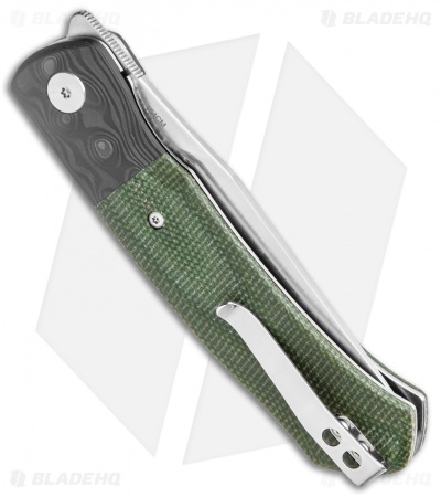 QSP Gannet Liner Lock Knife CF / Green Micarta (3.3" Satin) QS137-C