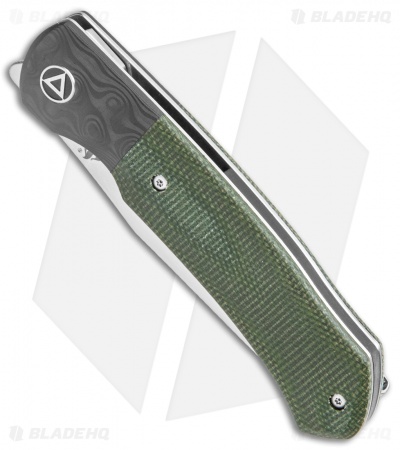 QSP Gannet Liner Lock Knife CF / Green Micarta (3.3" Satin) QS137-C