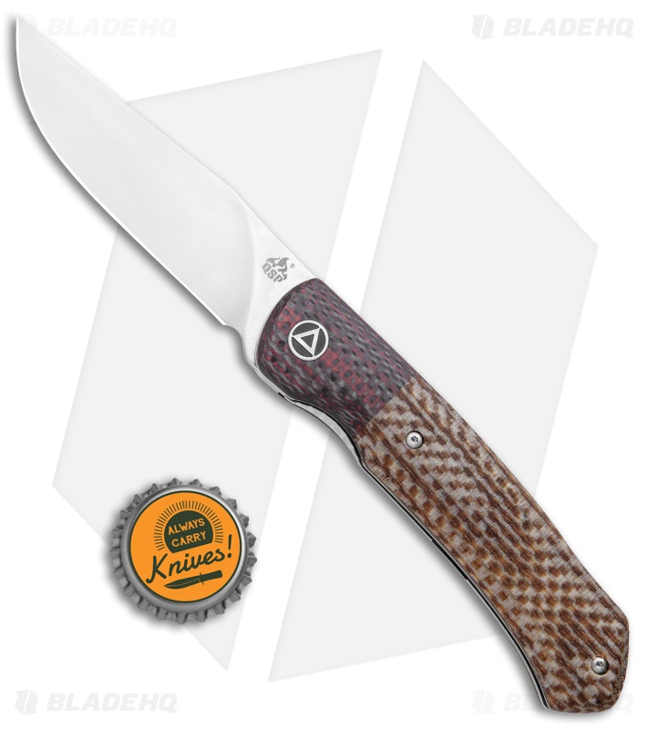 QSP Gannet Liner Lock Knife Red CF / Tan Micarta (3.3" Satin) QS137-B