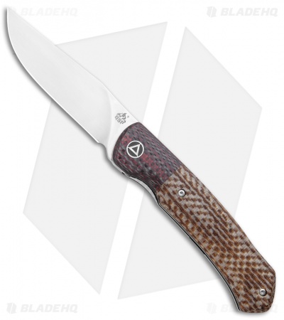 QSP Gannet Liner Lock Knife Red CF / Tan Micarta (3.3" Satin) QS137-B