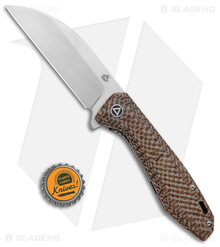 QSP Pelican Liner Lock Knife Brown Linen Micarta (3.6" Satin CPM-S35VN)