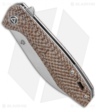 QSP Pelican Liner Lock Knife Brown Linen Micarta (3.6" Satin CPM-S35VN)