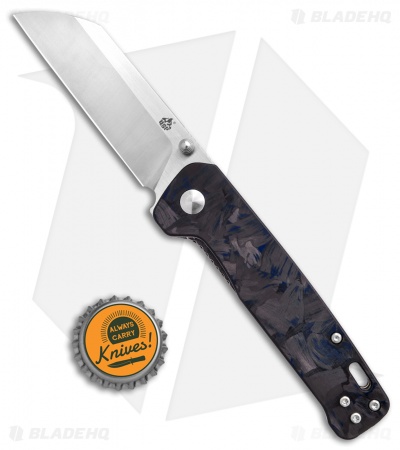 QSP Penguin Liner Lock Knife Shredded Carbon Fiber Blue (3.1" Satin) 