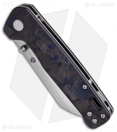 QSP Penguin Liner Lock Knife Shredded Carbon Fiber Blue (3.1" Satin) 