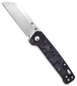 QSP Penguin Liner Lock Knife Shredded Carbon Fiber Blue (3.1" Satin) 