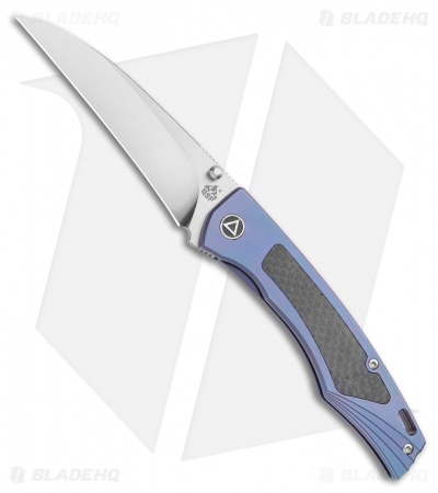 QSP Songbird Frame Lock Knife Blue Titanium/CF (3.8" Satin) 
