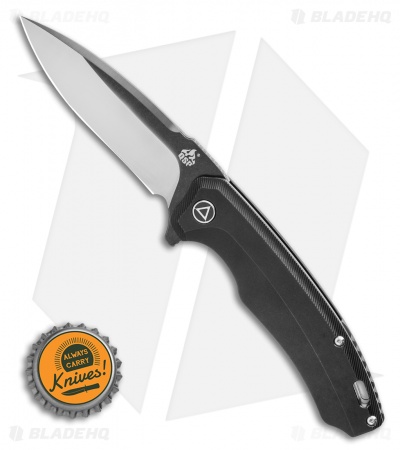 QSP Woodpecker Frame Lock Knife Black Titanium (3.8" Two Tone) 