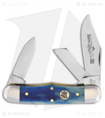 Queen Railsplitter Traditional Pocket Knife 3.75" Smooth Blue Bone