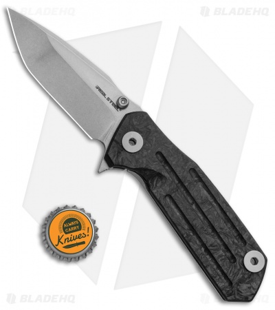 Real Steel Control Flipper Folding Knife Carbon Fiber/Titanium (3.4" SW) 3605F