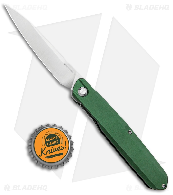 Real Steel G5 Metamorph Front Flipper Knife Racing Green Aluminum (3.5" Satin)
