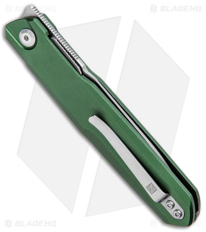 Real Steel G5 Metamorph Front Flipper Knife Racing Green Aluminum (3.5" Satin)
