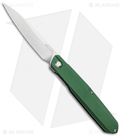 Real Steel G5 Metamorph Front Flipper Knife Racing Green Aluminum (3.5" Satin)