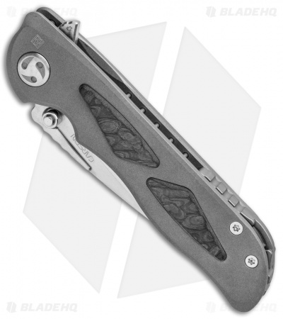 Real Steel Harrier Frame Lock Flipper Knife Titanium/CF (3.54" Stonewash)